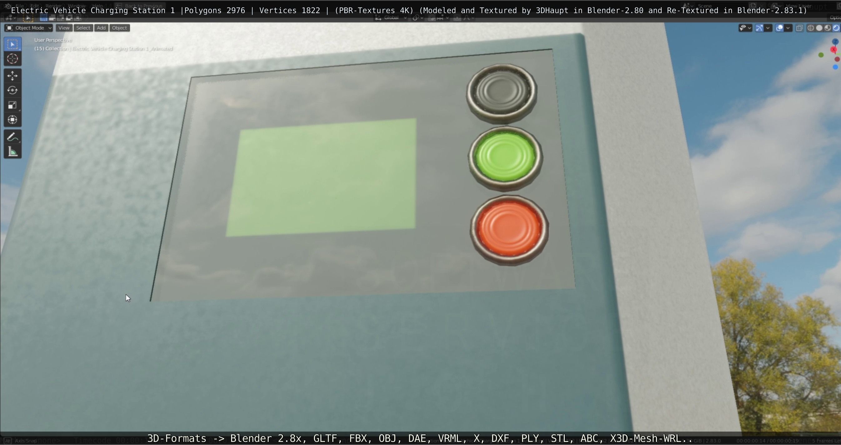 Electric Vehicle Charging Station 1  Low-poly 3D model_31