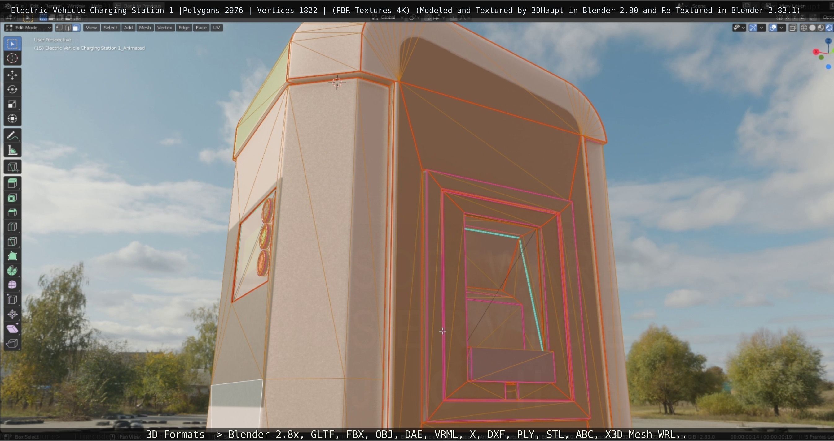 Electric Vehicle Charging Station 1  Low-poly 3D model_35
