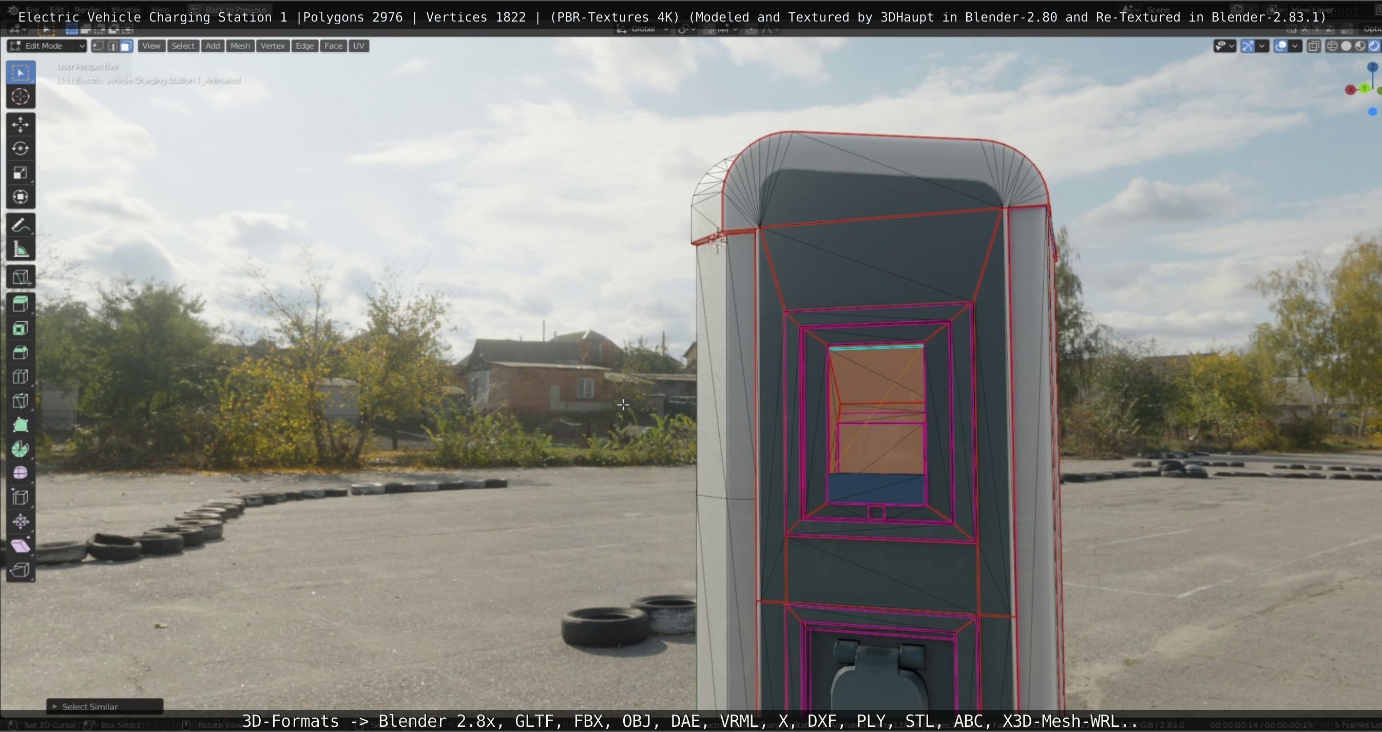 Electric Vehicle Charging Station 1  Low-poly 3D model_39