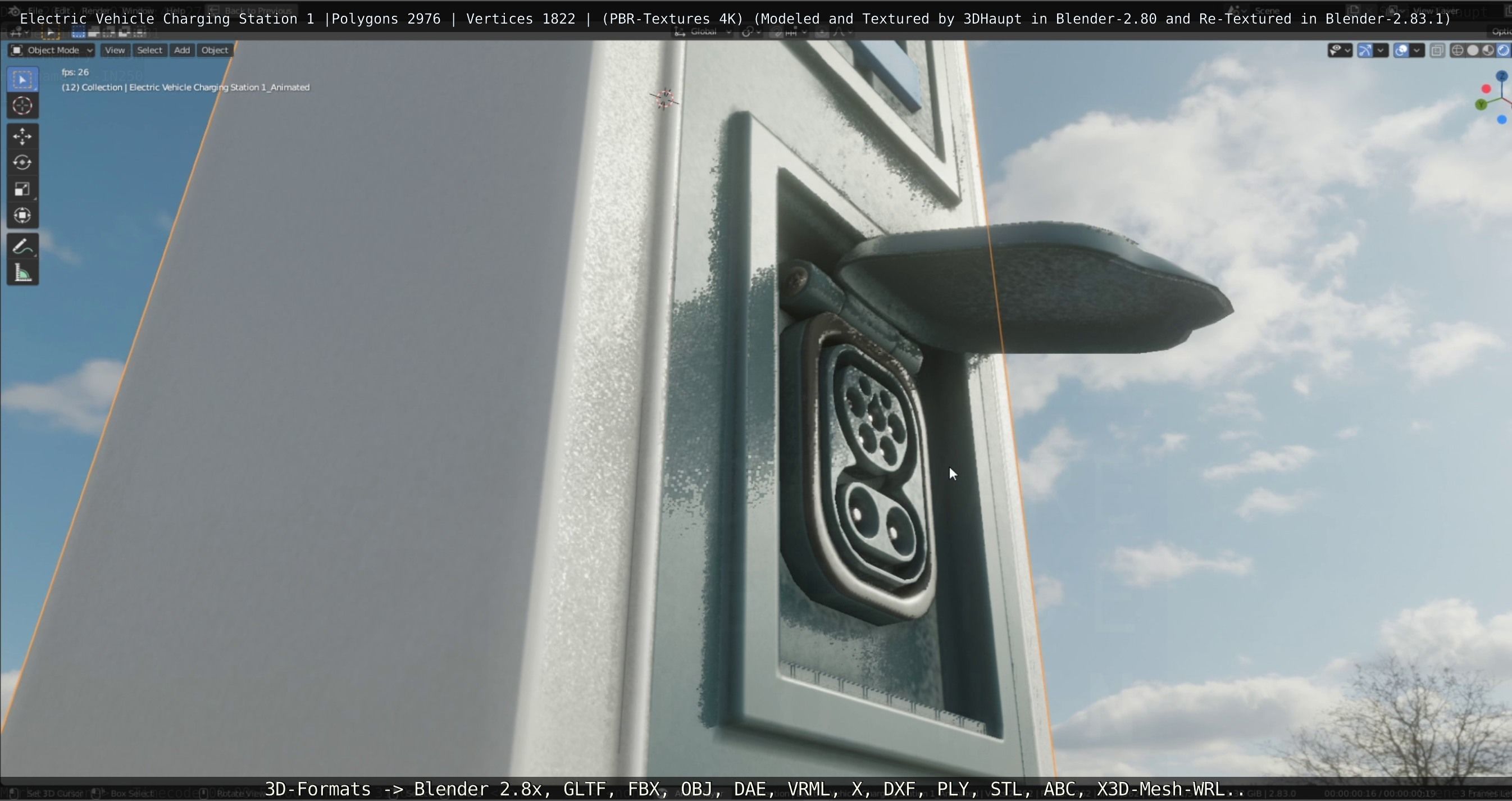 Electric Vehicle Charging Station 1  Low-poly 3D model_45