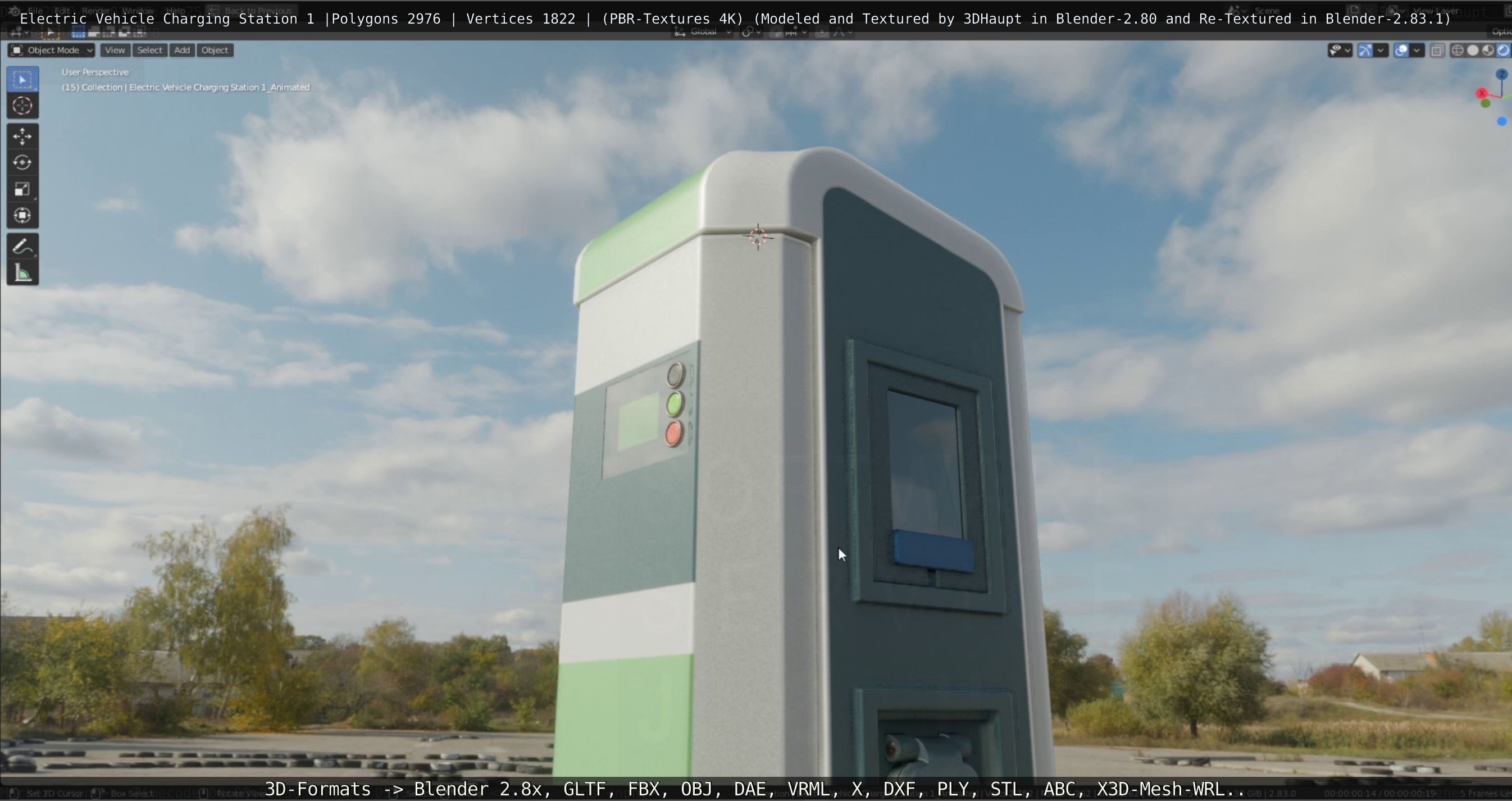 Electric Vehicle Charging Station 1  Low-poly 3D model_23