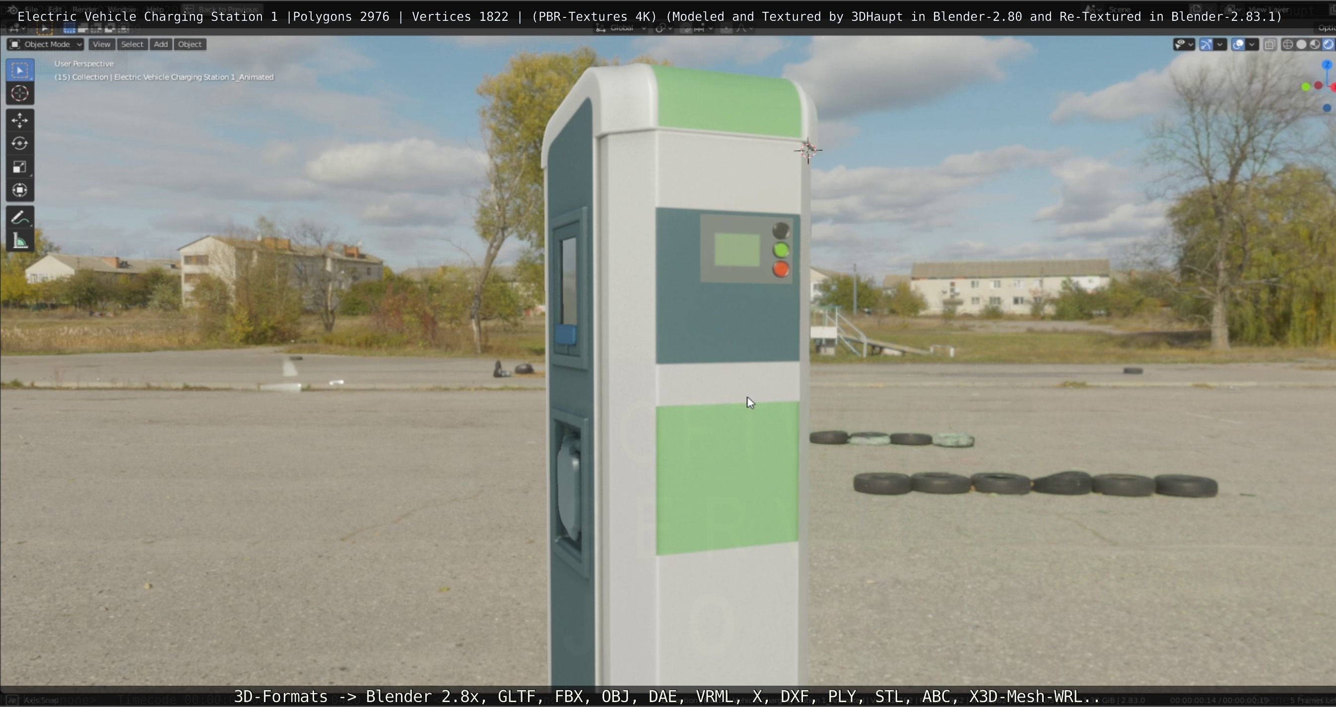 Electric Vehicle Charging Station 1  Low-poly 3D model_22