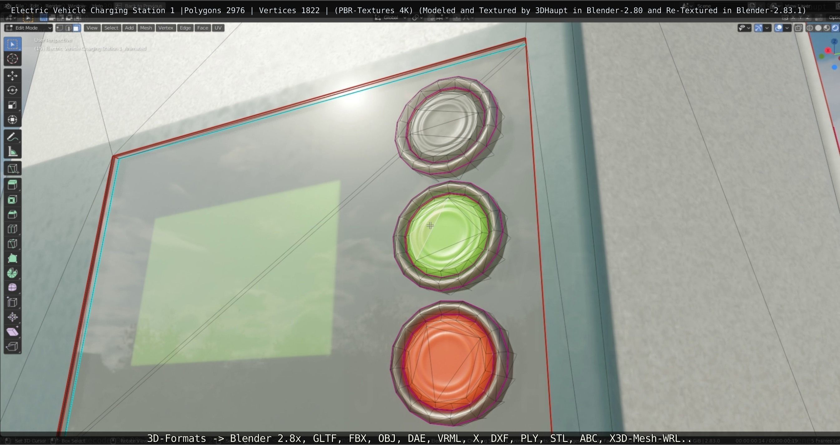 Electric Vehicle Charging Station 1  Low-poly 3D model_36