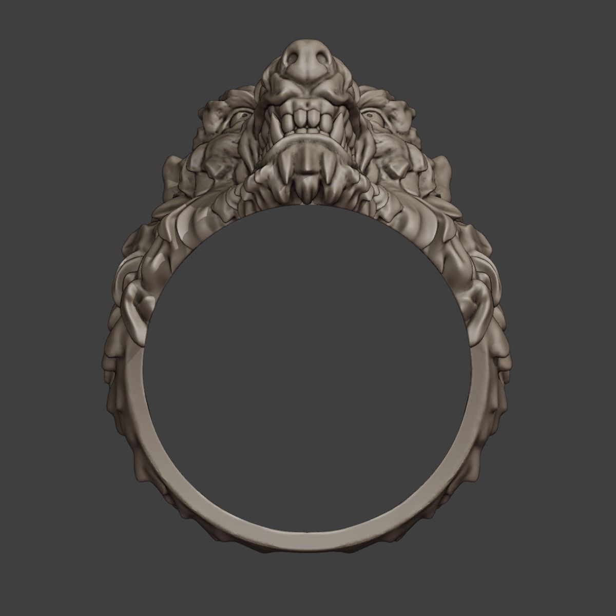 Wolf ring 3D print model_7