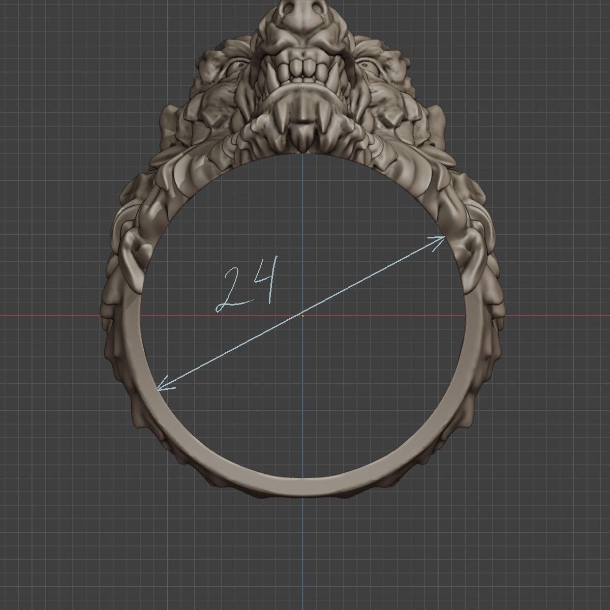 Wolf ring 3D print model_2