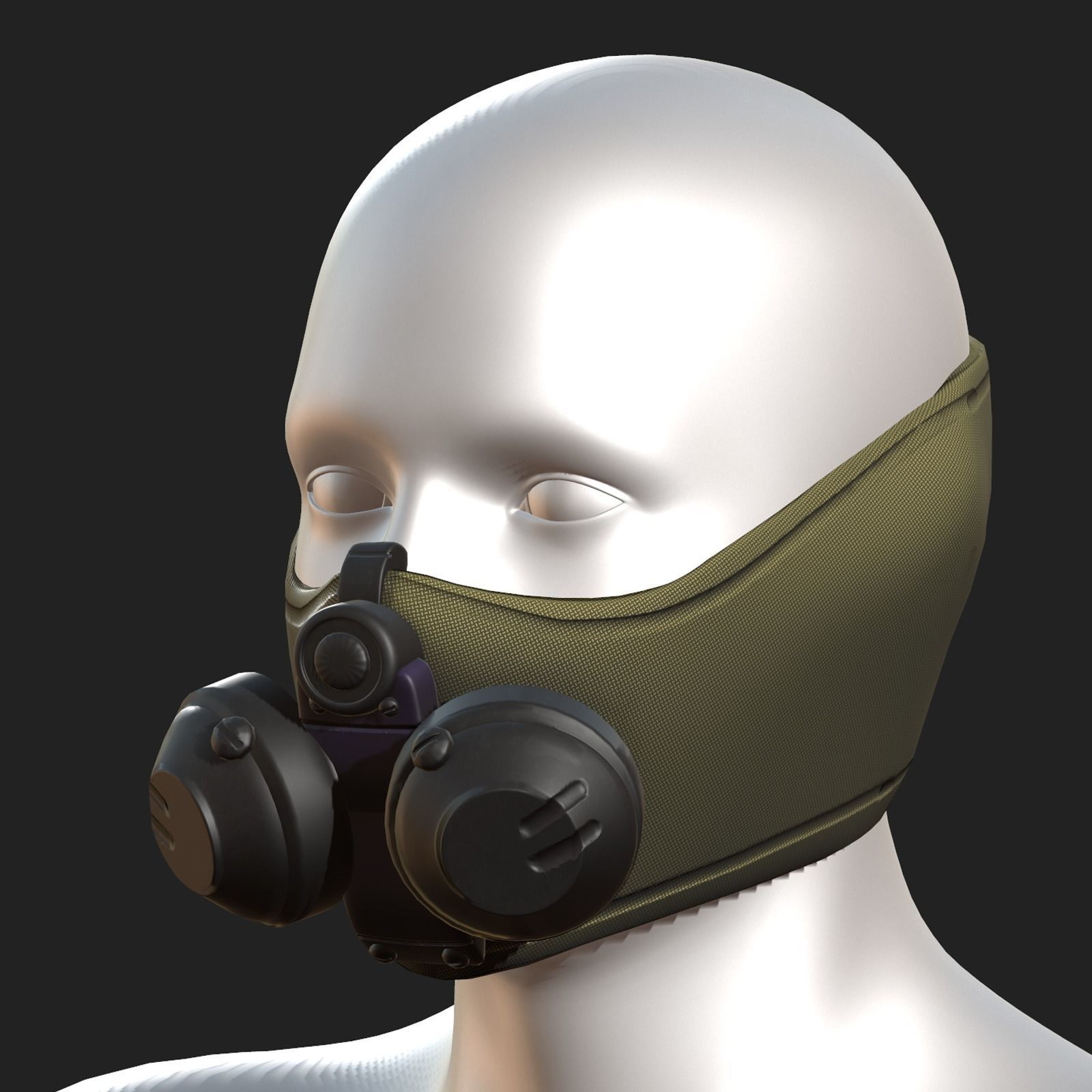 Gas mask respirator scifi futuristic 3d model Low-poly 3D model_1