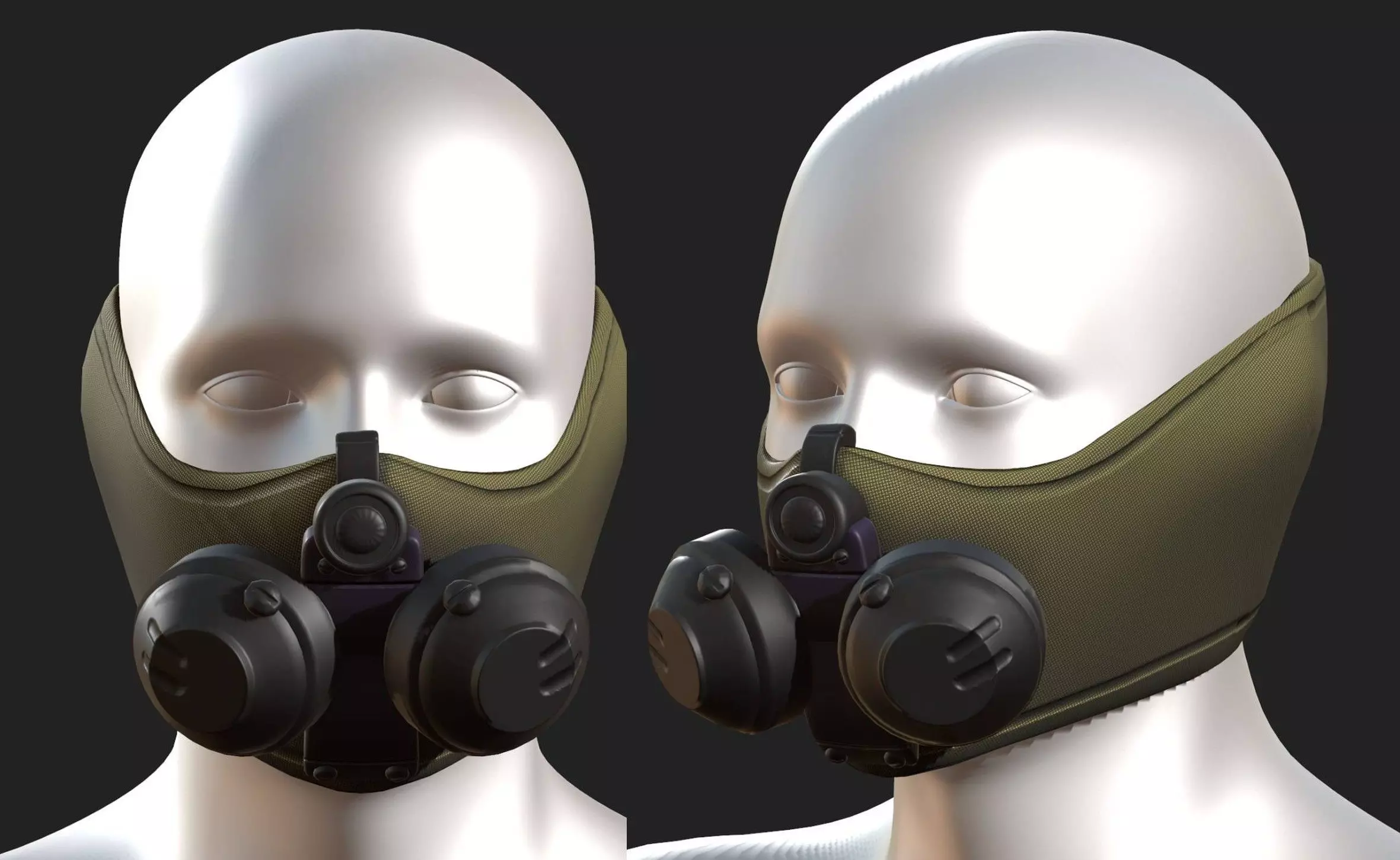 Gas mask respirator scifi futuristic 3d model Low-poly 3D model_0