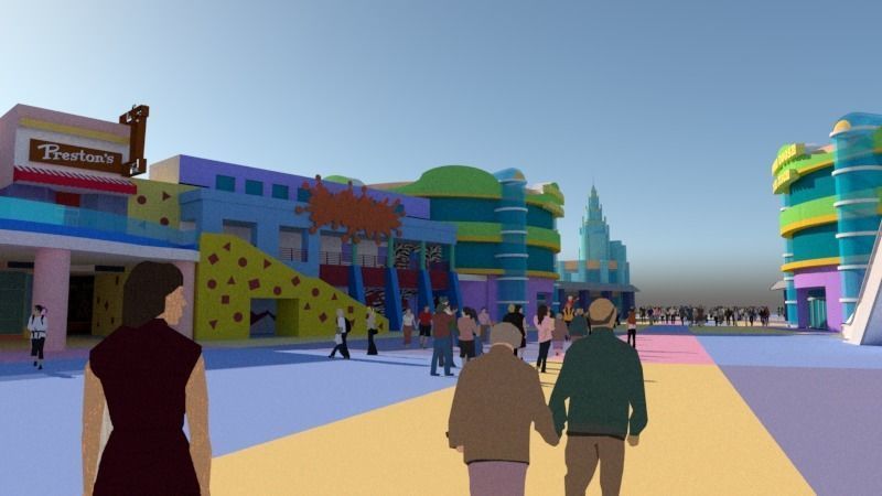 Cartoon colorful childrens theme park many amusement equipment 3D model_14