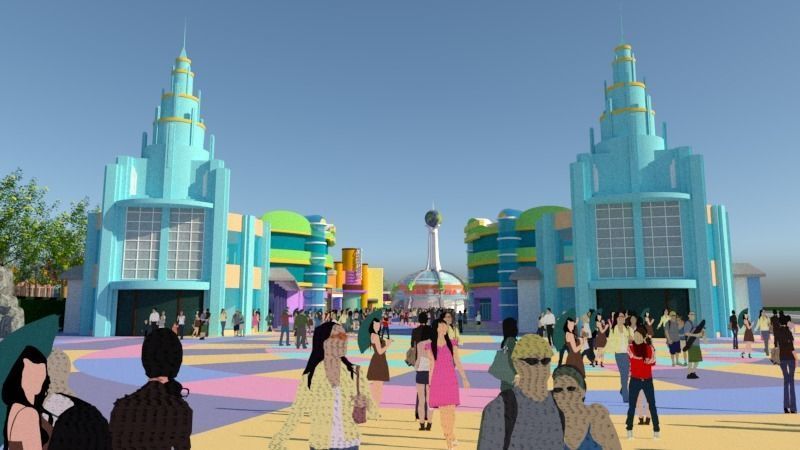 Cartoon colorful childrens theme park many amusement equipment 3D model_5