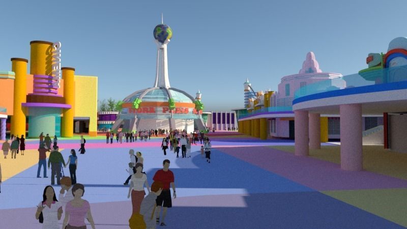 Cartoon colorful childrens theme park many amusement equipment 3D model_8