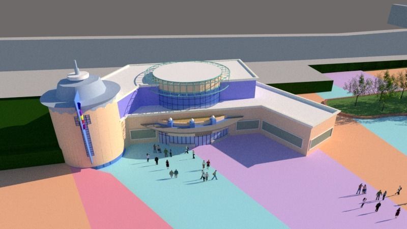 Cartoon colorful childrens theme park many amusement equipment 3D model_2