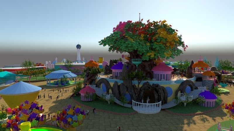 Cartoon colorful childrens theme park many amusement equipment 3D model_13