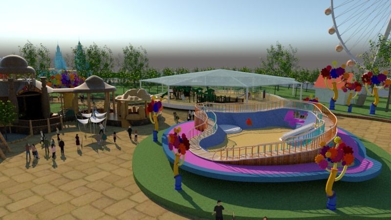 Cartoon colorful childrens theme park many amusement equipment 3D model_9
