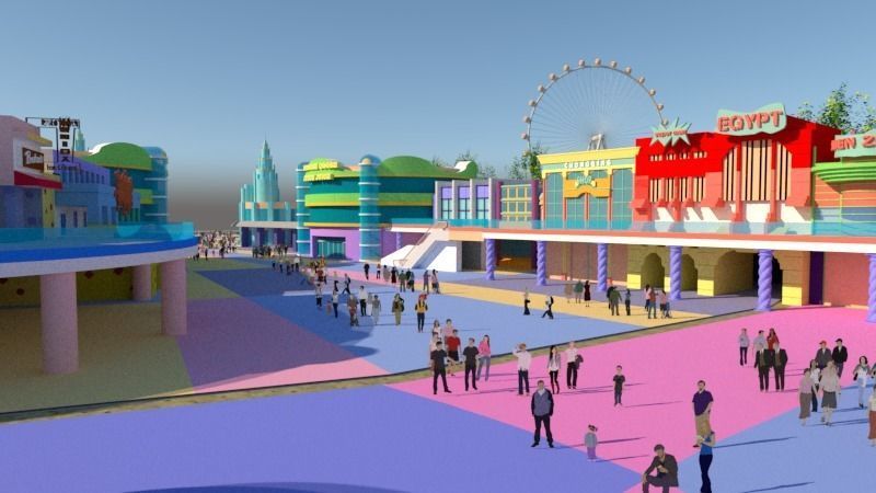 Cartoon colorful childrens theme park many amusement equipment 3D model_19