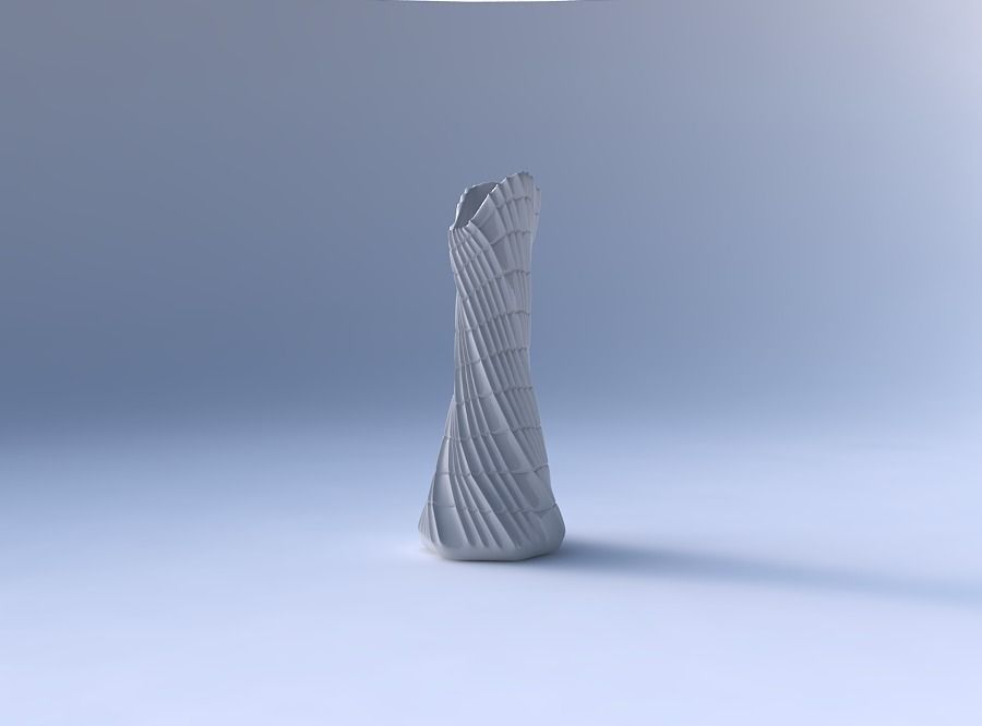 Vase twisted squeezed and bent hexagon 2 with strange tiles 3D print model_4