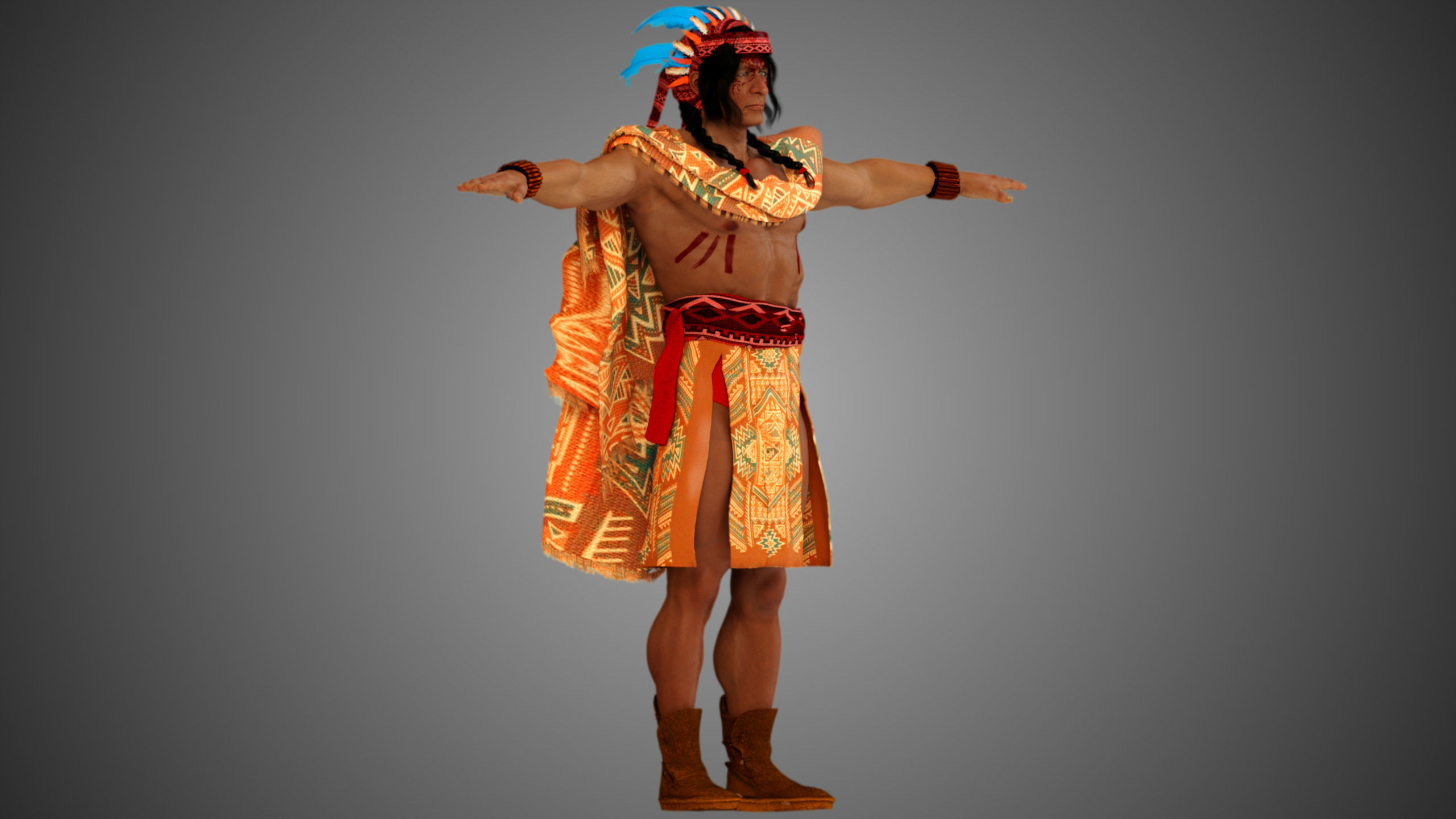 Native American Warrior Male 3D model_5