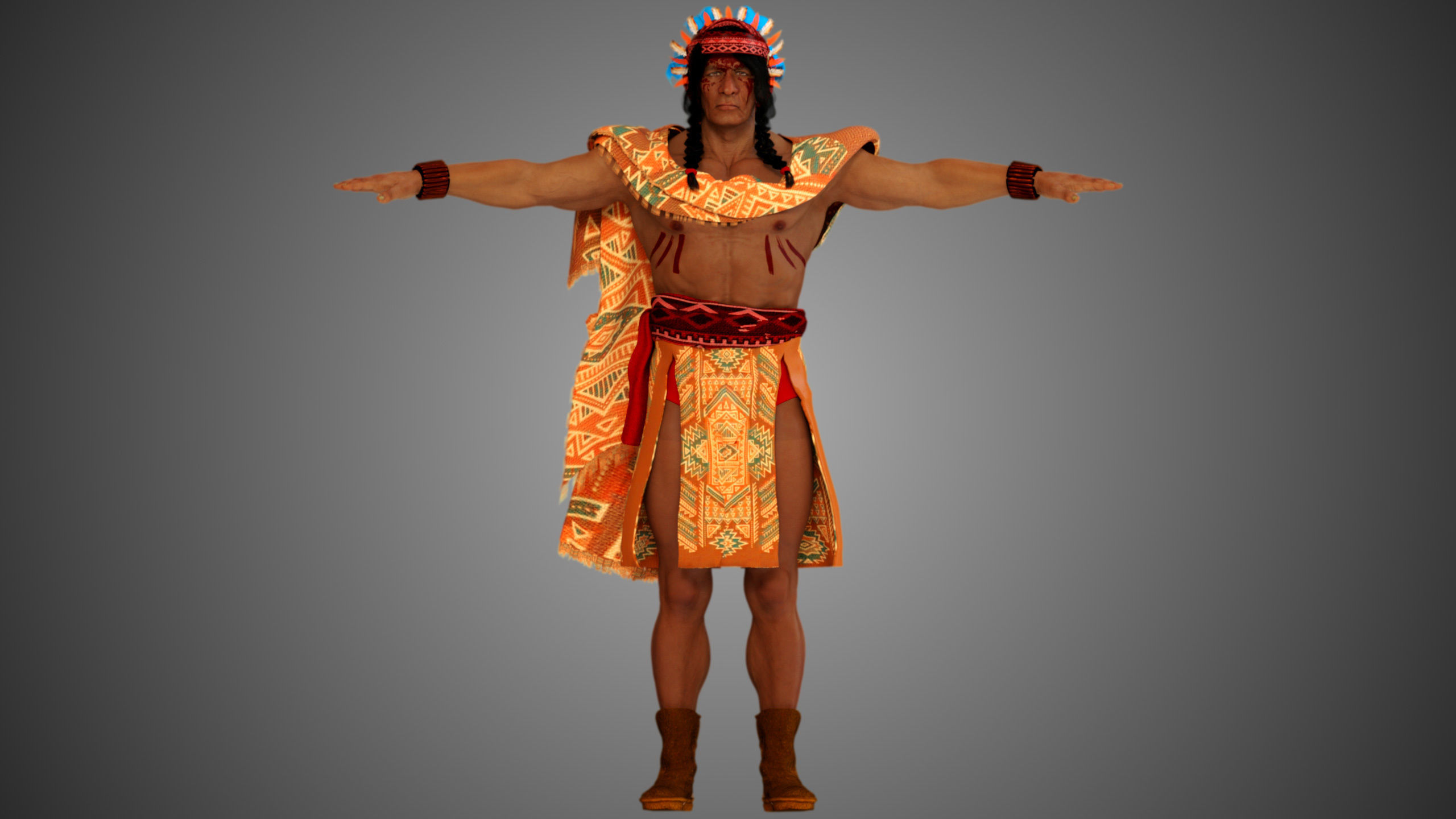 Native American Warrior Male 3D model_6