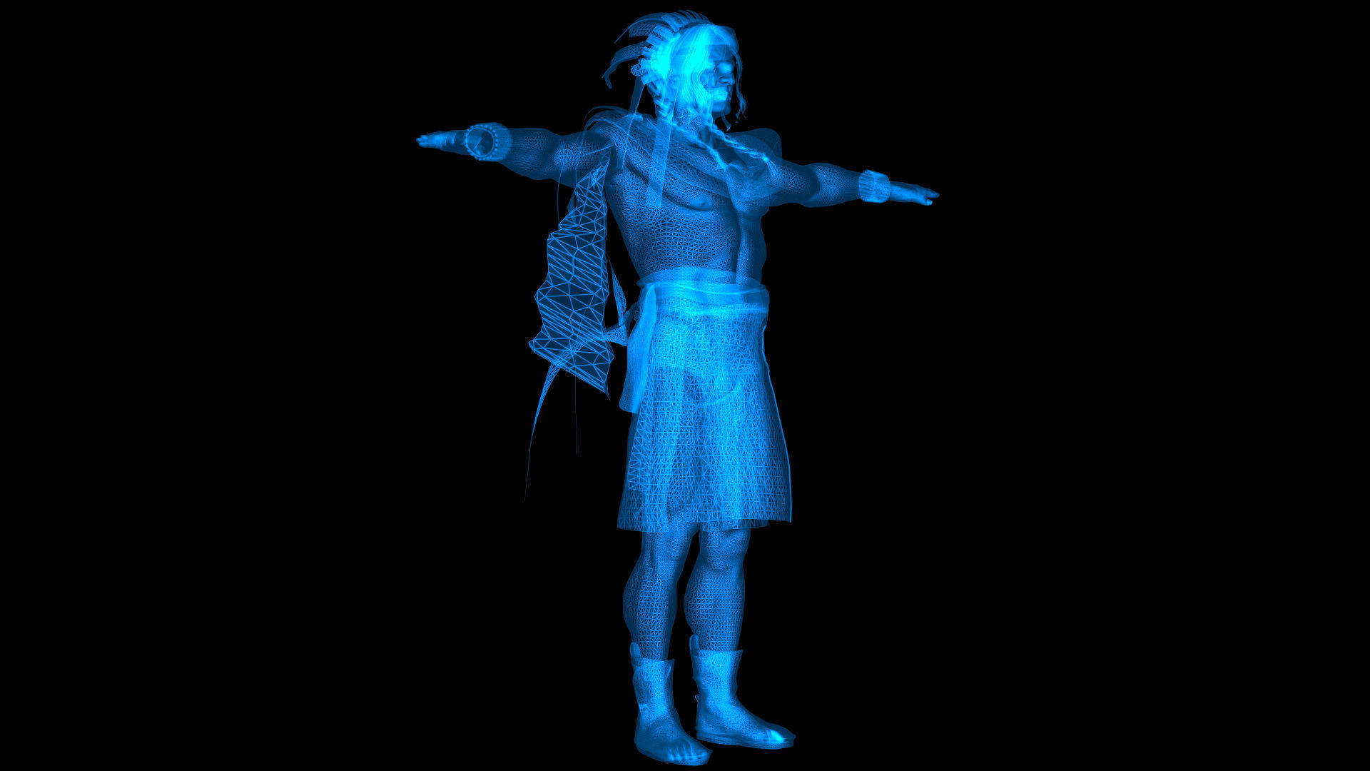 Native American Warrior Male 3D model_2