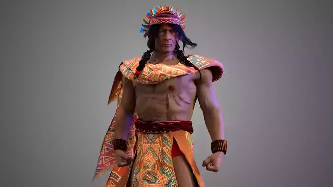 Native American Warrior Male 3D model