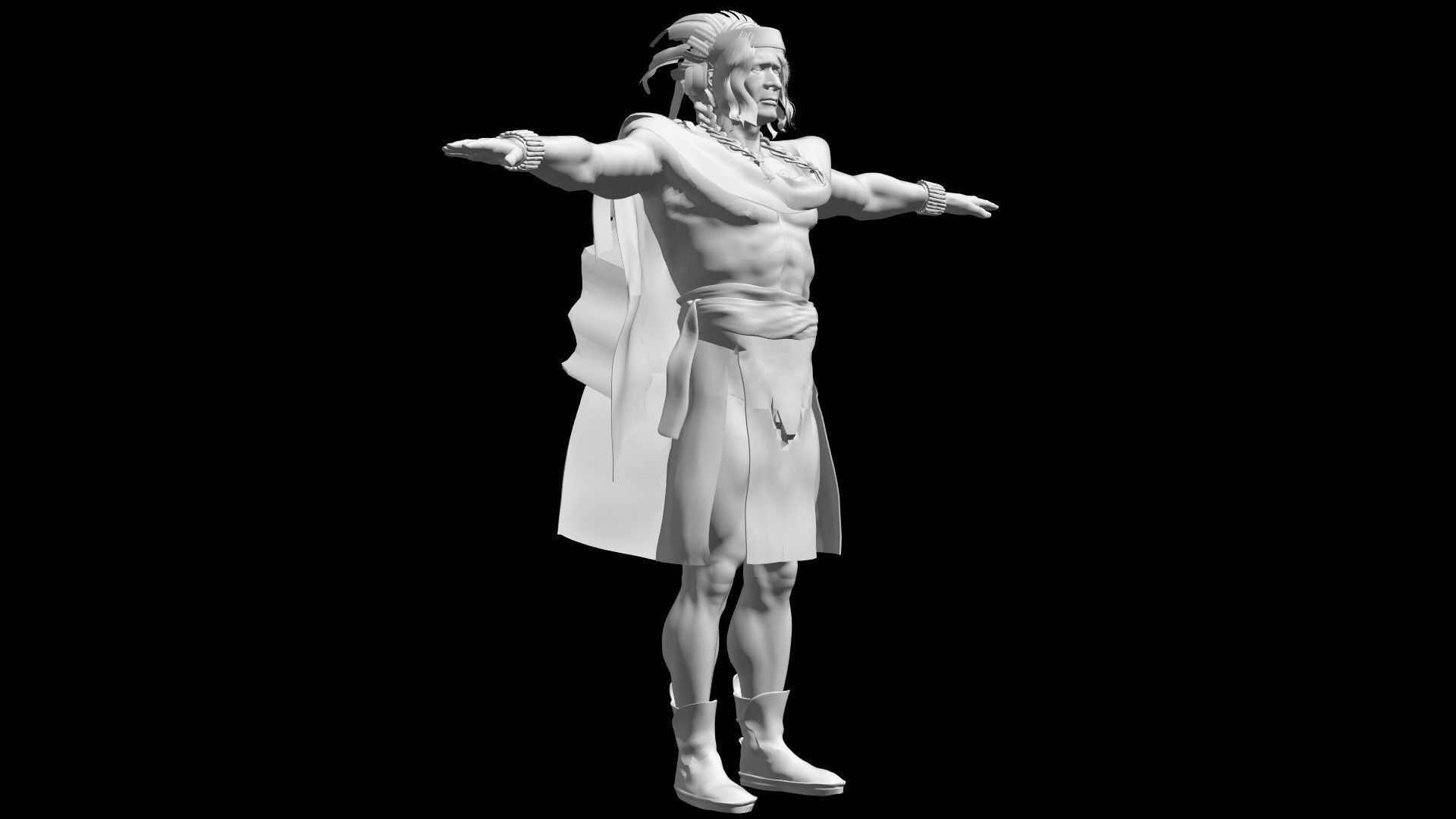 Native American Warrior Male 3D model_3