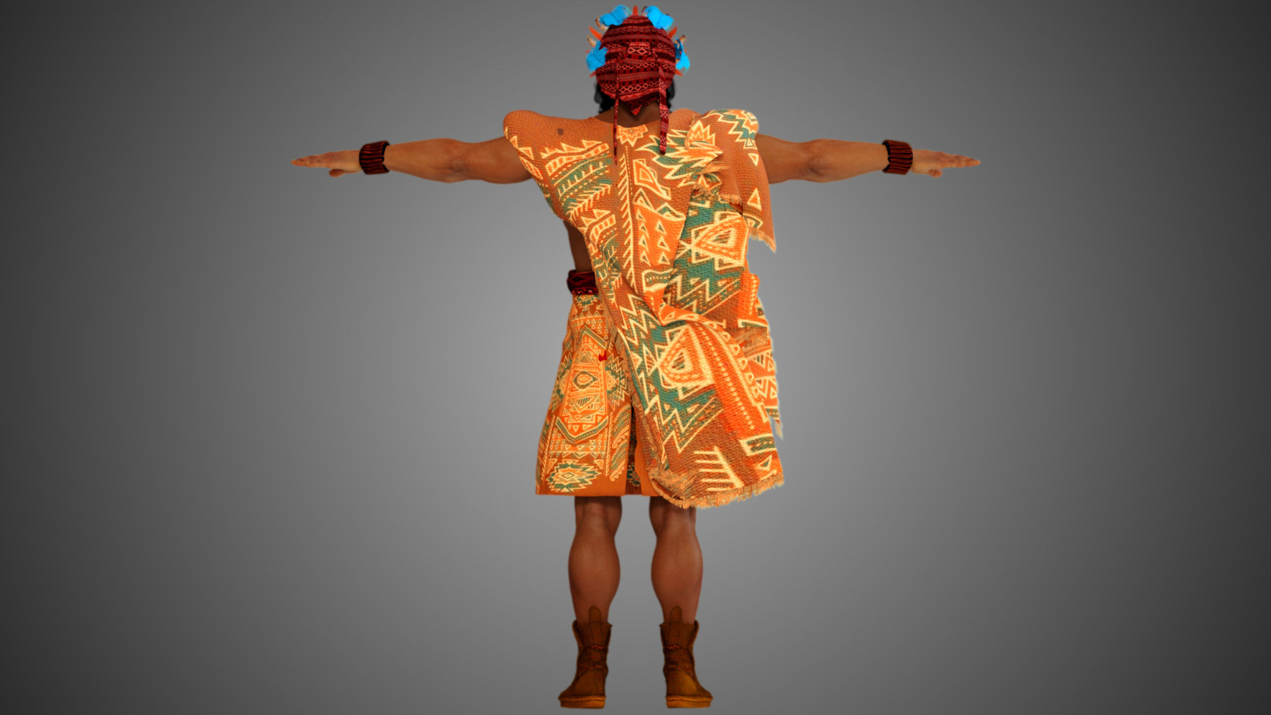 Native American Warrior Male 3D model_9