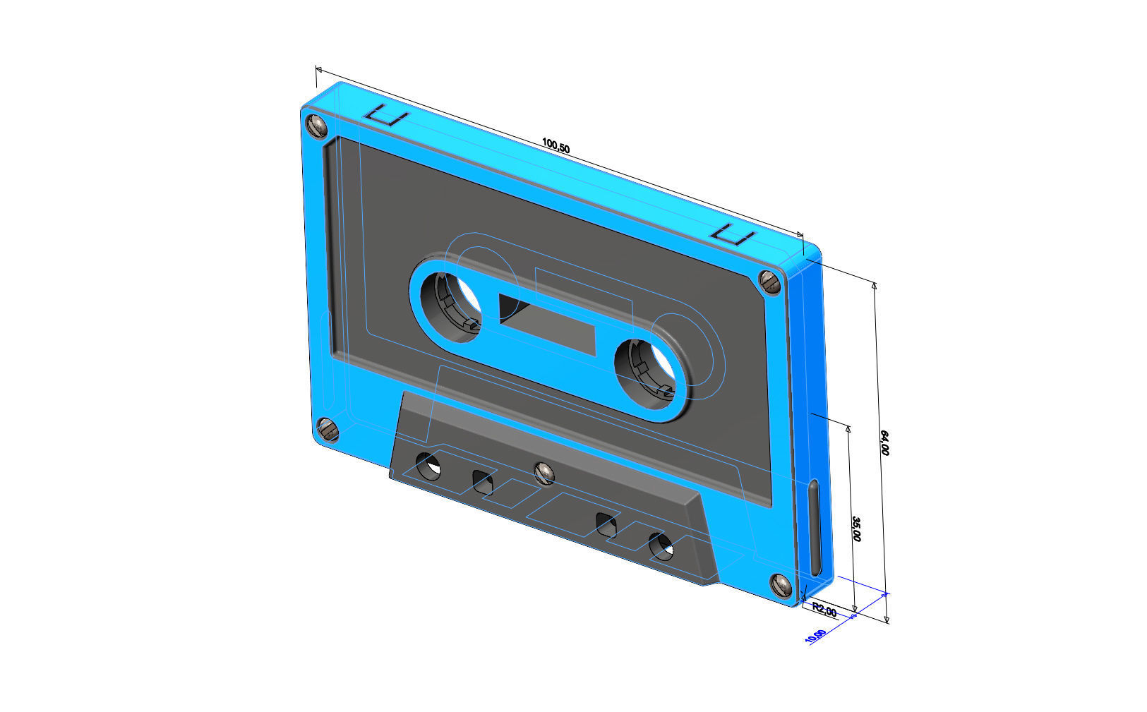 Cassette Tape replica 3D print model_7