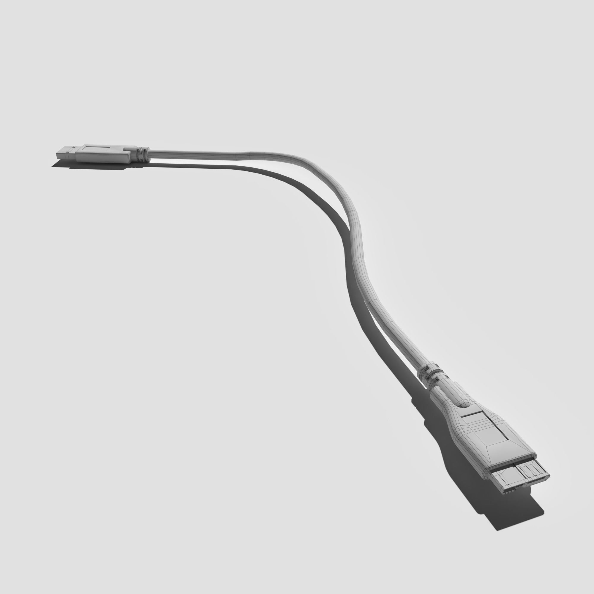 USB to Micro B Cable 3D model_21