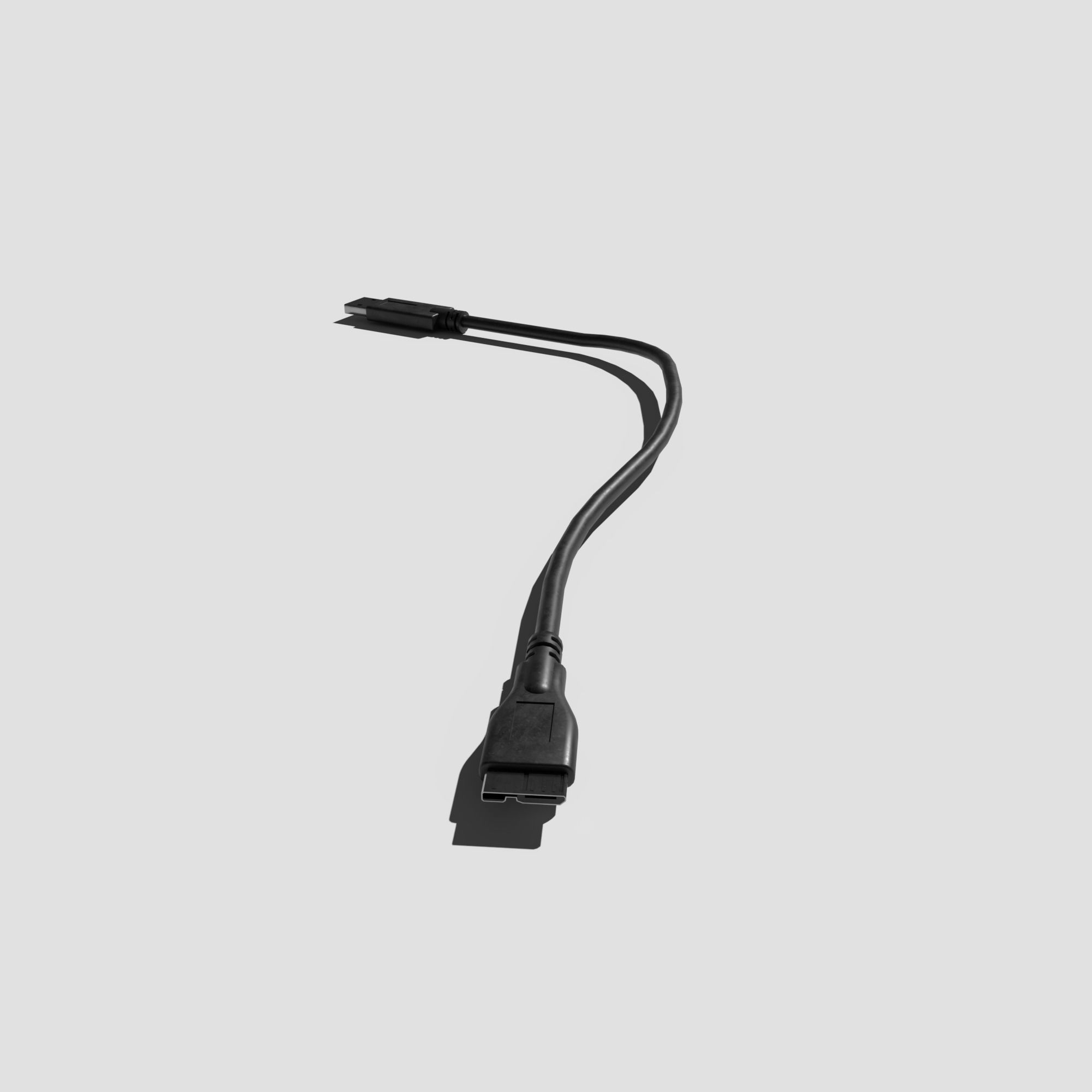 USB to Micro B Cable 3D model_1
