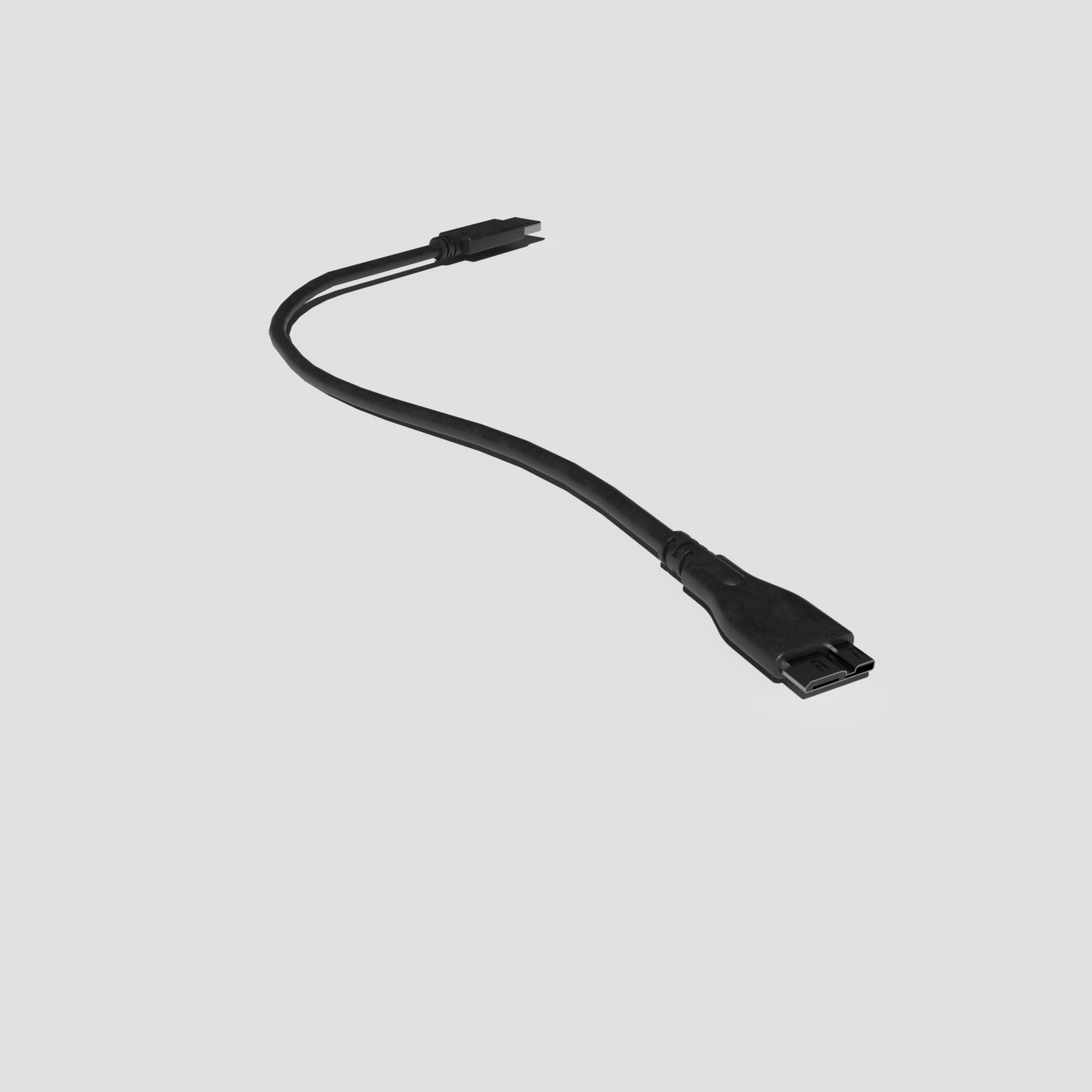 USB to Micro B Cable 3D model_11