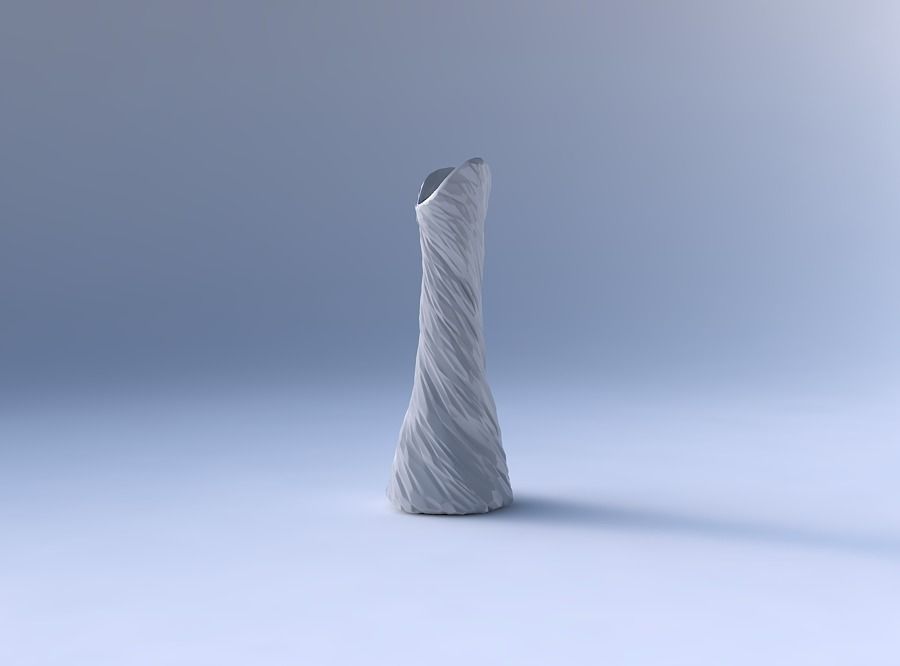 Vase twisted squeezed and bent hexagon 2 with twisted rocky b... 3D print model_4