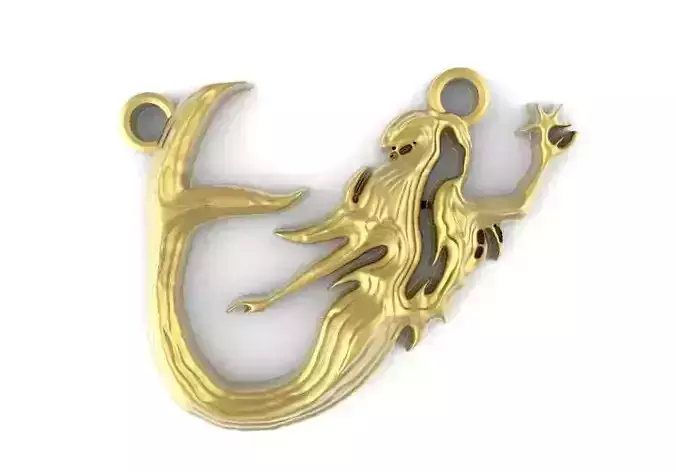 Mermaid 2 gold pendant with