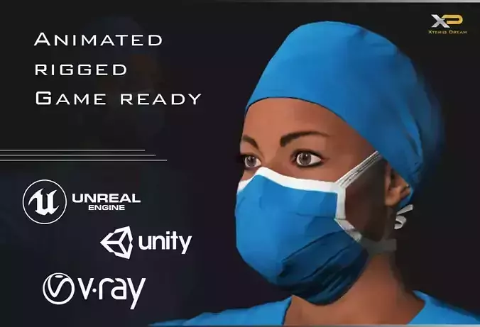 Medical Person - Doctor Ms Amelia Low-poly 3D model