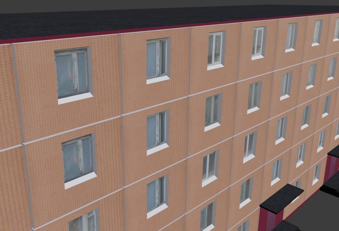 Building 5 Floors Low-poly 3D model_8