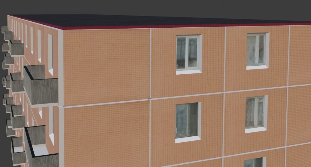 Building 5 Floors Low-poly 3D model_7