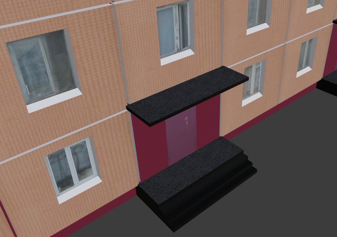 Building 5 Floors Low-poly 3D model_1