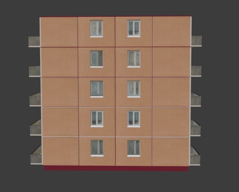 Building 5 Floors Low-poly 3D model_6