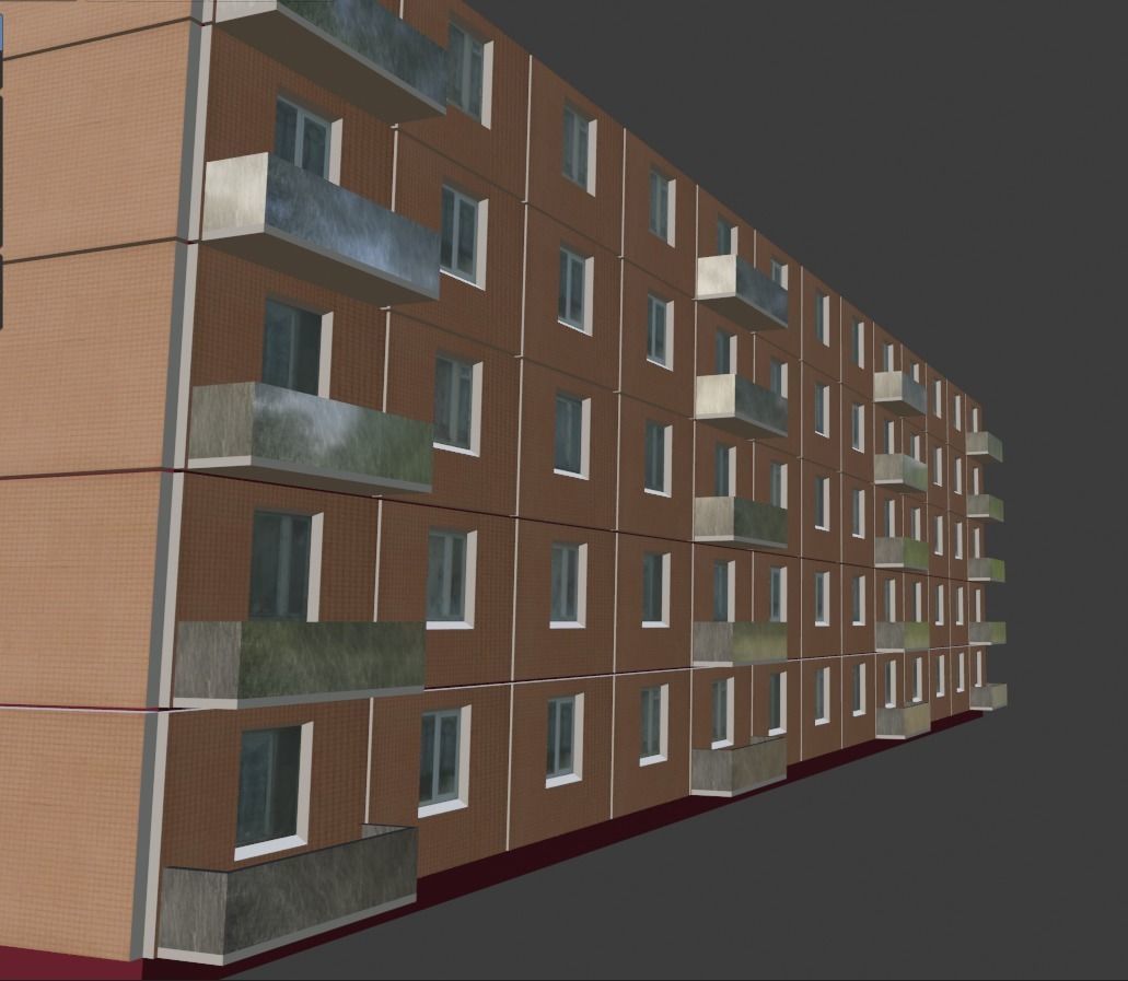 Building 5 Floors Low-poly 3D model_11