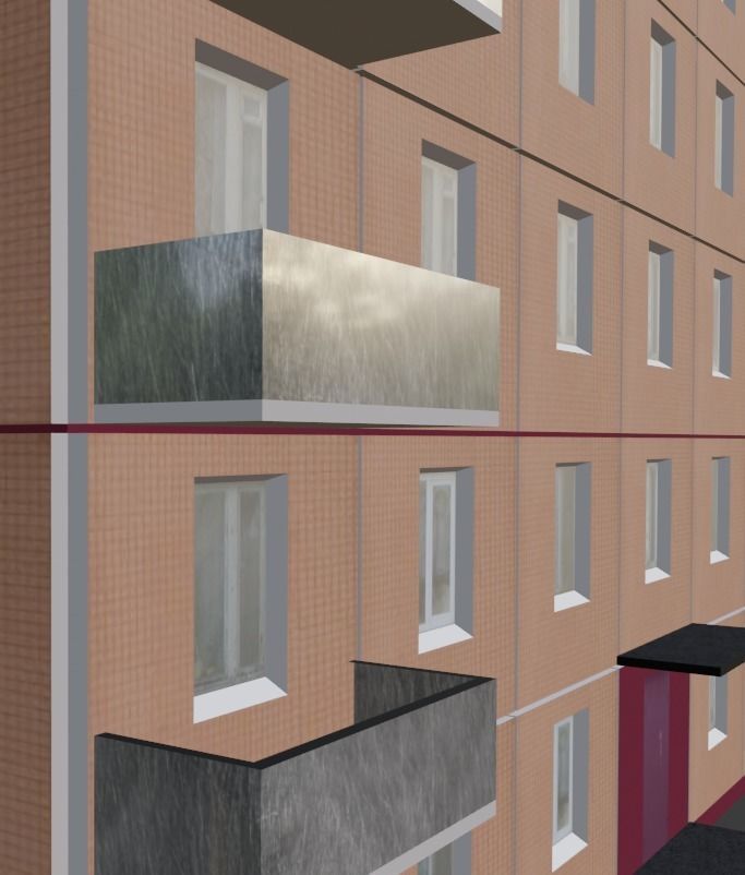 Building 5 Floors Low-poly 3D model_5