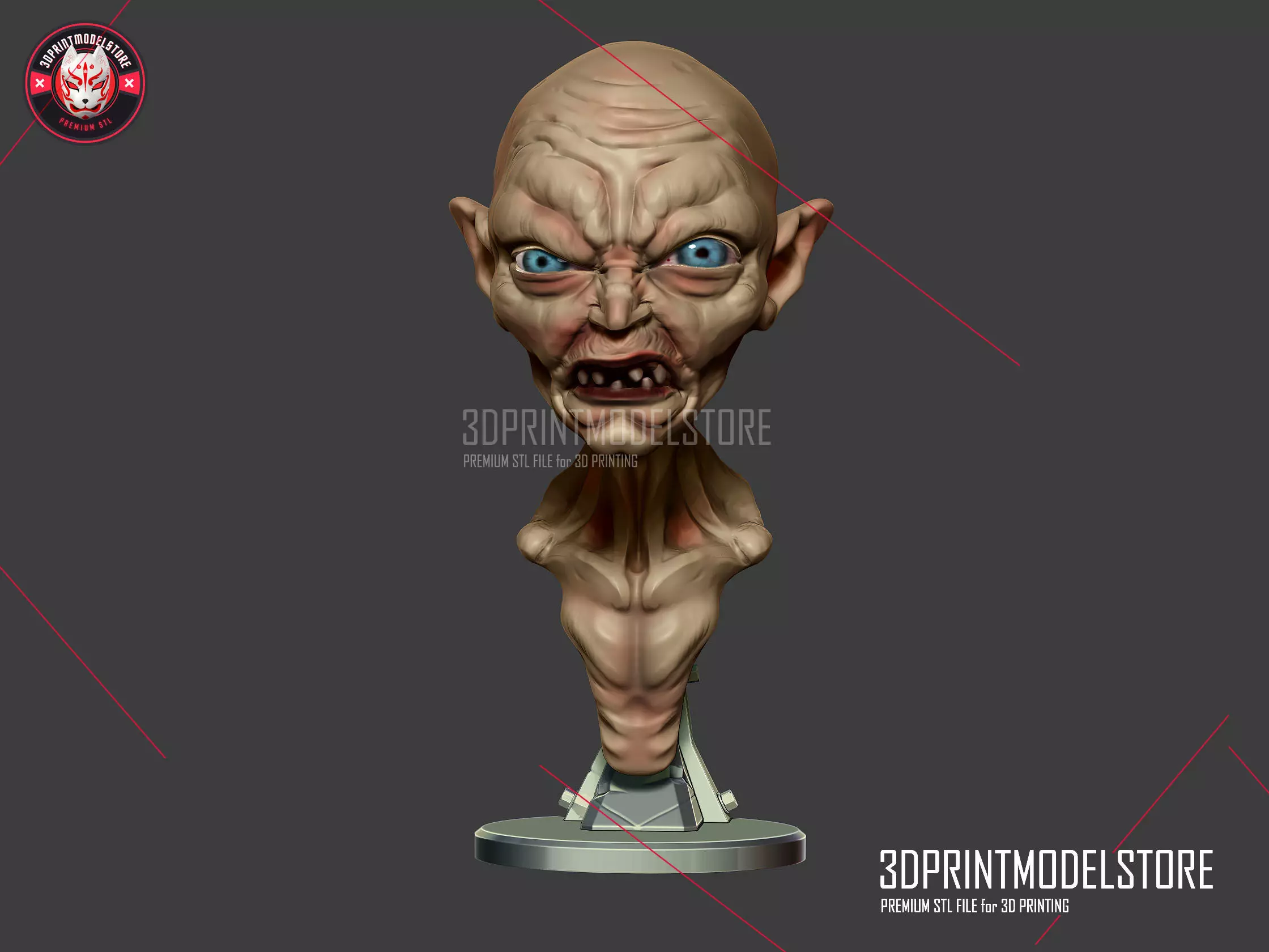 Gollum The Lord of the Rings Sculpture Miniature Bust 3D print model