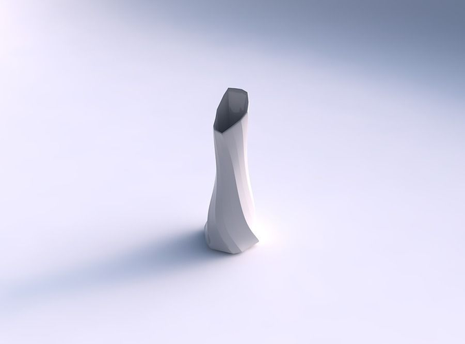 Vase twisted squeezed and bent hexagon with bands