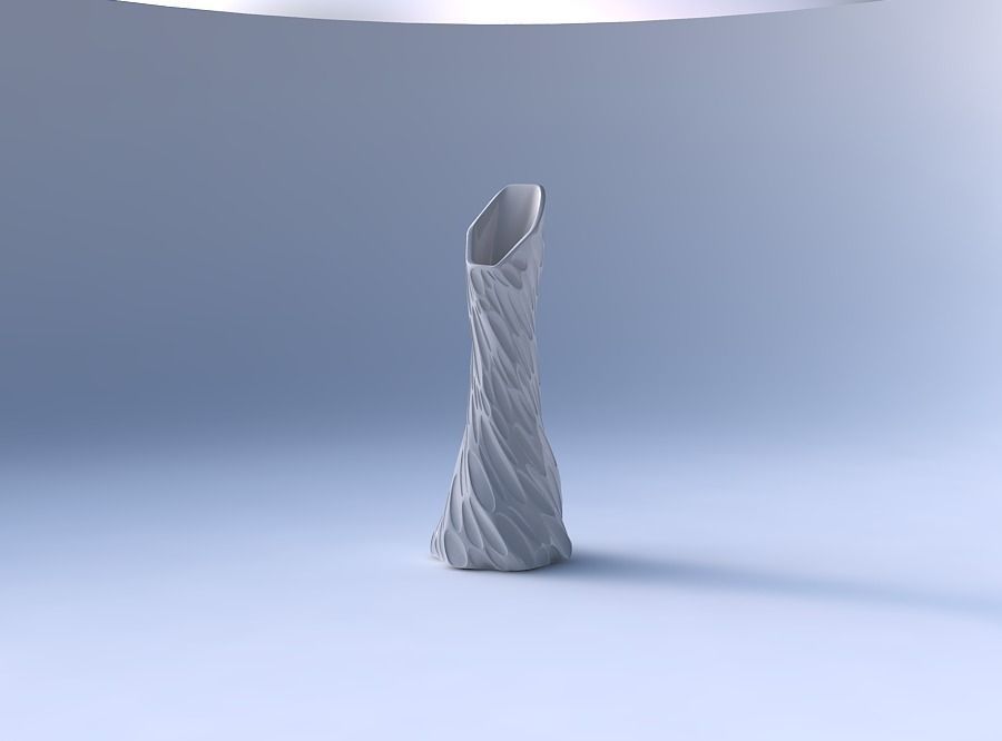 Vase twisted squeezed and bent hexagon with bubbles 3D print model_4