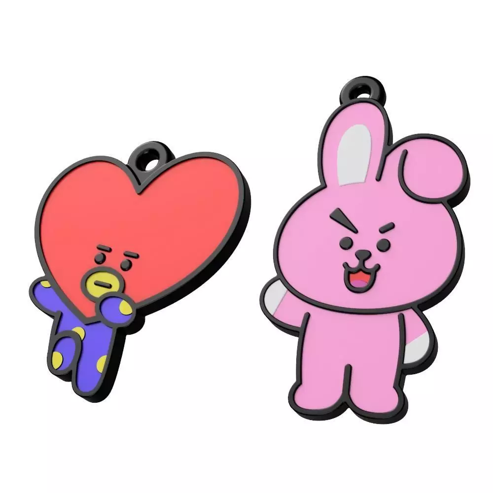 BTS Tata and Cooky Keyring 3D print model_0