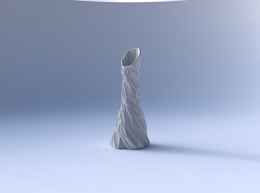 Vase twisted squeezed and bent hexagon with crystal dents 3D print model_4