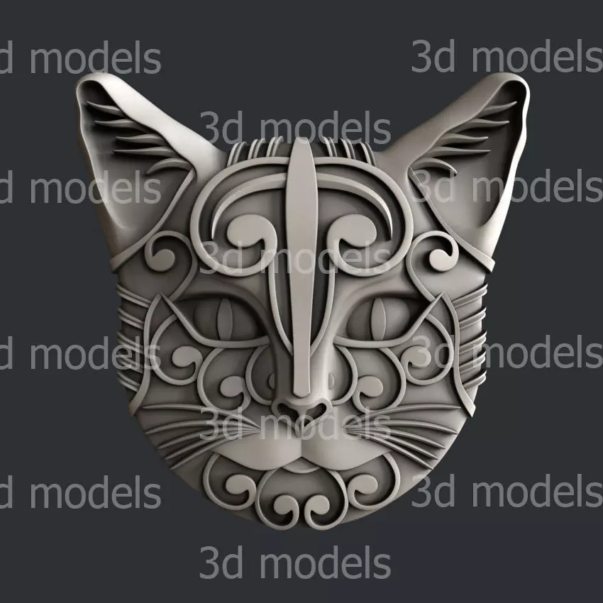 3d STL models for CNC router or 3d printer  cat 3D model_0