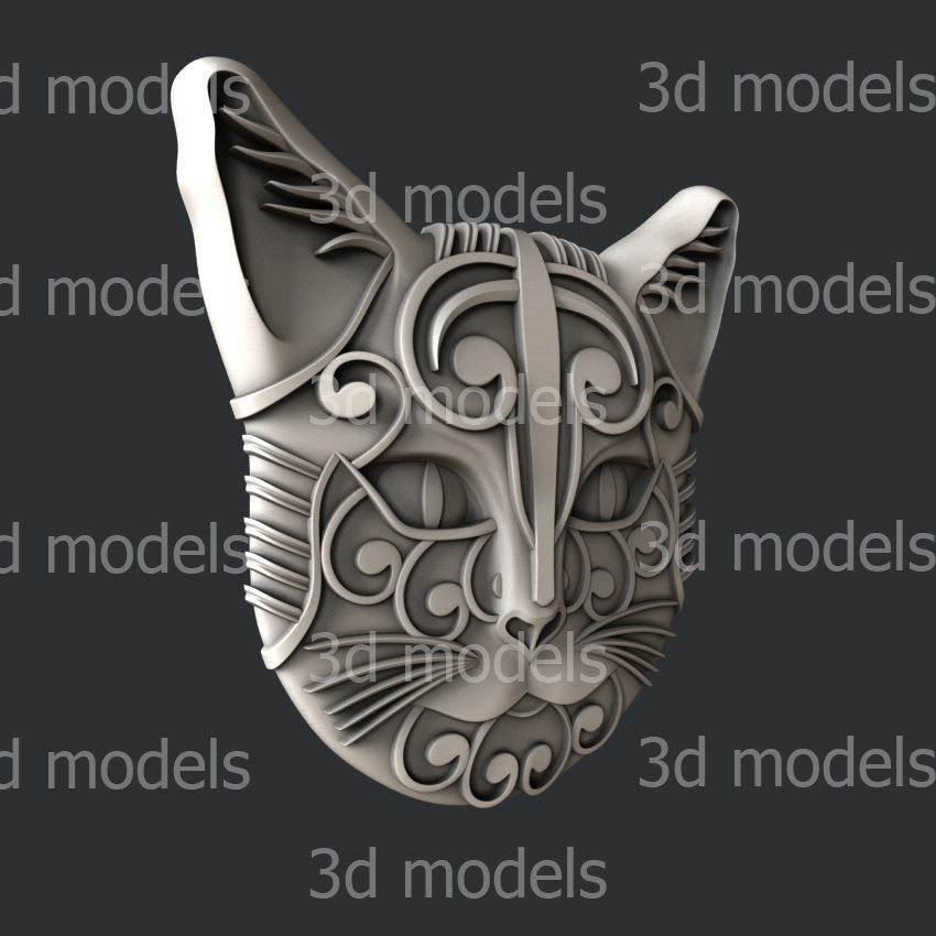 3d STL models for CNC router or 3d printer  cat 3D model_2