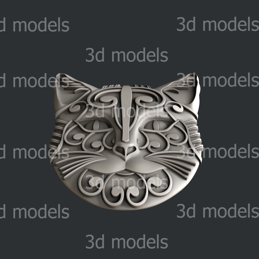 3d STL models for CNC router or 3d printer  cat 3D model_3