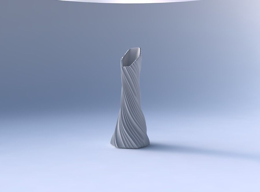 Vase twisted squeezed and bent hexagon with extruded vertical... 3D print model_4
