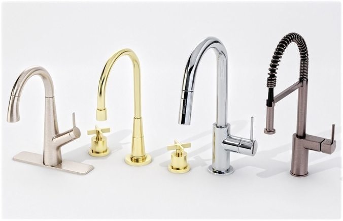 Set of Kitchen Faucets Low-poly 3D model