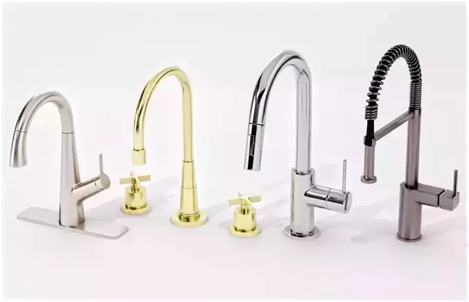 Set of Kitchen Faucets Low-poly 3D model
