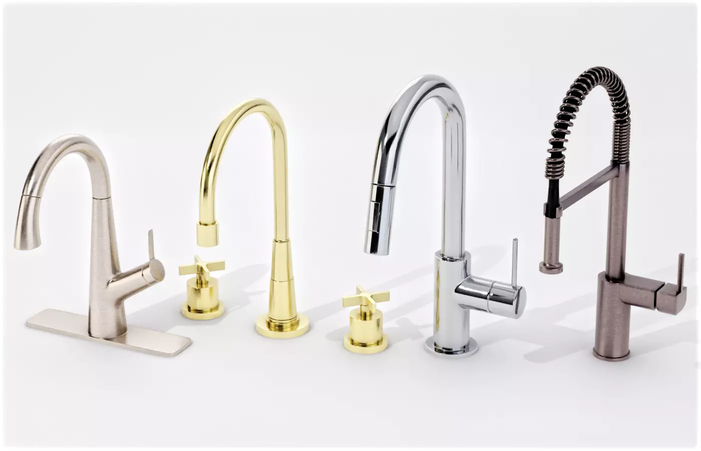 Set of Kitchen Faucets Low-poly 3D model